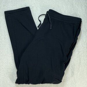 J Jill Pants Womens XL Black French Terry Pull On Waist Tie 5 Pockets Sweatpants